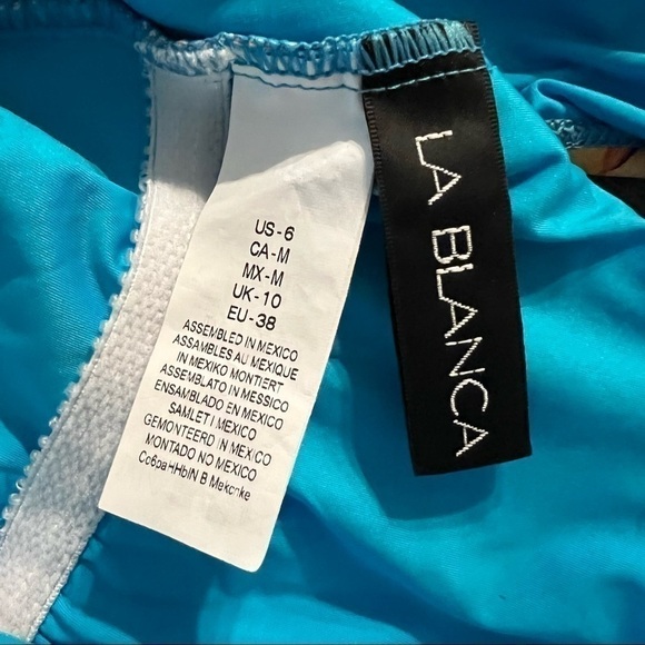 La Blanca Women's Off Shoulder Ruffle Blue One Piece Swimsuit - Picture 10 of 12